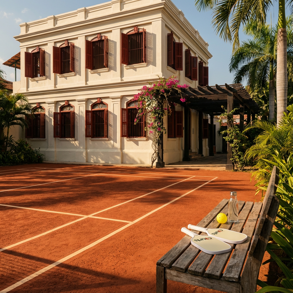 Heritage building and pickleball court